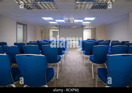 Interior of conference hall during Blockchain congress Stock Photo