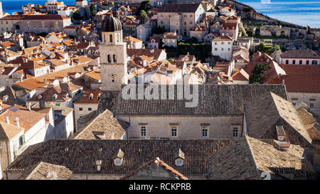 Roofs of Dubrovnik with Old Bell Tower Stock Photo