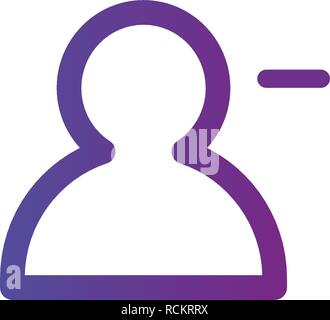 Purple Linear outline Remove or delete Person icon, User icon vector illustration isolated on white. Editable stroke. Stock Vector