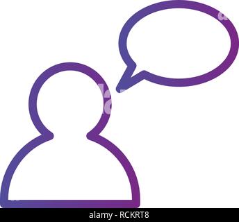 person or user icon with a message chat bubble in a linear style, vector illustration isolated on a white Stock Vector