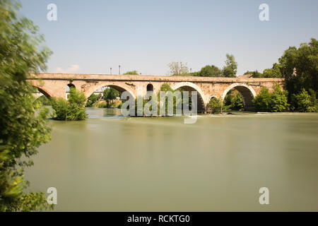 Ponte Milvio (The Milvian Bridge - 109 BC) - Rome Stock Photo