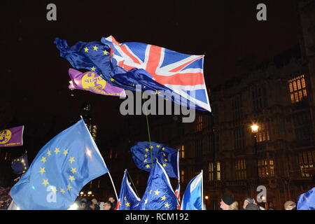 Night of the Meaningful Vote in Parliament 15th January 2019. Stock Photo