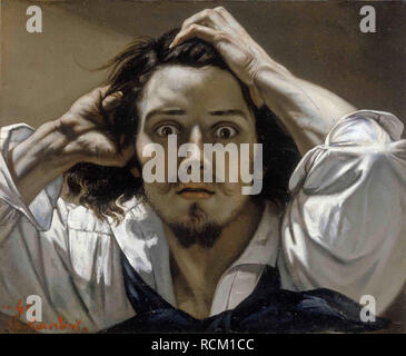 The Desperate Man (Self-Portrait). Museum: PRIVATE COLLECTION. Author: COURBET, GUSTAVE. Stock Photo