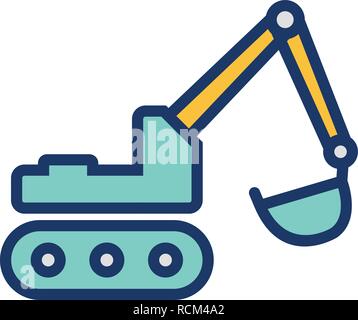 Vector Excavator Icon Stock Vector