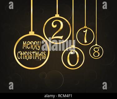 Golden Christmas Balls Background. Festive Golden Glitter Christmas 