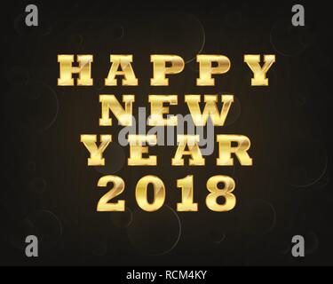 Happy New Year gold text on black and white background. Vector ...