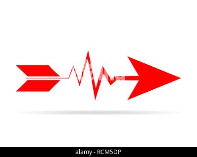 Heartbeat sign with arrow. Vector illustration. The concept of health Stock Vector