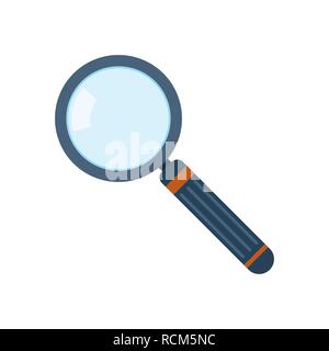 Magnifier icon in flat design. Vector illustration. Magnifier isolated on white background Stock Vector