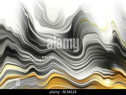 Modern colorful flow poster. Wave Liquid shape in black color background. Art design for your design project. Vector illustration