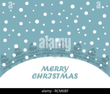 Festive flat Christmas background with Christmas trees and snow. Vector illustration. Holiday greeting Stock Vector