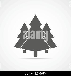 Christmas tree icon in flat design. Vector illustration. Gray Christmas tree on light background. Stock Vector