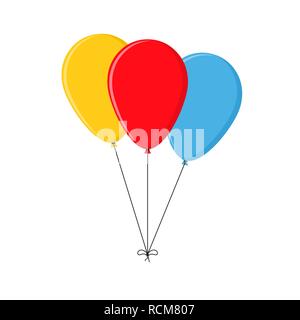 Colored balloons in flat design. Vector illustration. Festive balloons on white background. Stock Vector