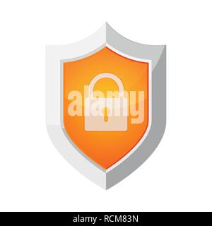 Glossy security shield with padlock icon. Vector illustration. Web security icon isolated Stock Vector