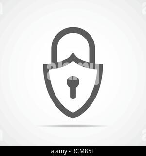 Padlock icon in flat design. Vector illustration. Gray padlock icon on light background. Stock Vector
