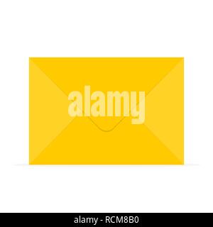 Yellow envelope icon in flat design. Vector illustration. Simple envelope, isolated on white background Stock Vector