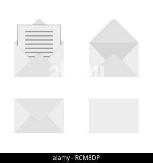 Set of blank envelopes mockup in flat design. Vector illustration. Several envelopes, isolated on white background Stock Vector