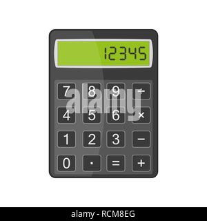 Calculator in flat design. Vector illustration. Colored calculator icon, isolated on white background. Stock Vector