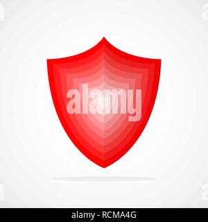 Abstract shield icon. Vector illustration. Red shield isolated on light background. Stock Vector