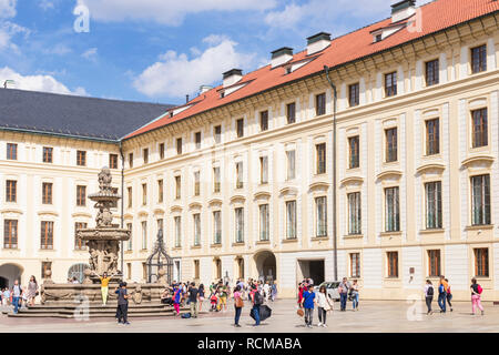 prague castle courtyard Second courtyard of Prague castle with Kohl's fountain Prague Czech Republic EU Europe Stock Photo