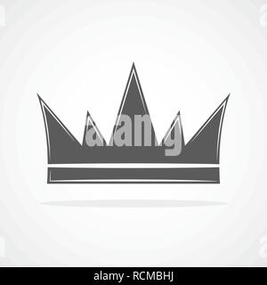 Gray crown icon. Crown silhouette isolated on white background. Vector illustration. Stock Vector