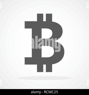 Bitcoin icon in a flat design. Vector illustration. Bitcoin as cryptocurrency symbol, isolated on light background Stock Vector