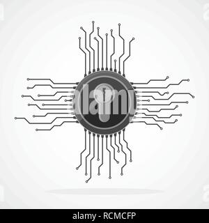 Electronic lock icon in flat design. Vector illustration. Information security concept, isolated on light background Stock Vector