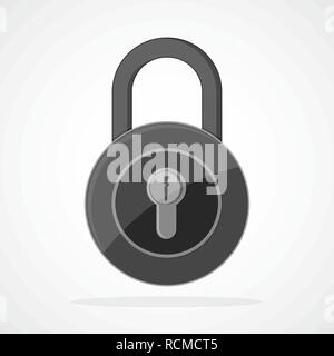 Gray lock icon in flat design. Vector illustration. Lock sign, isolated on light background Stock Vector