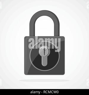 Gray lock icon in flat design. Vector illustration. Lock sign, isolated on light background Stock Vector