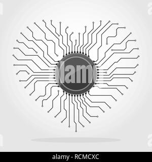 Microchip icon in flat design. Vector illustration. Microcircuit symbol isolated Stock Vector