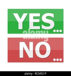 Yes and No buttons in flat design. Vector illustration. Yes and No, two conceptual buttons Stock Vector