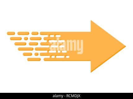 Linear arrow in flat design. Vector illustration. Orange arrow on white background Stock Vector