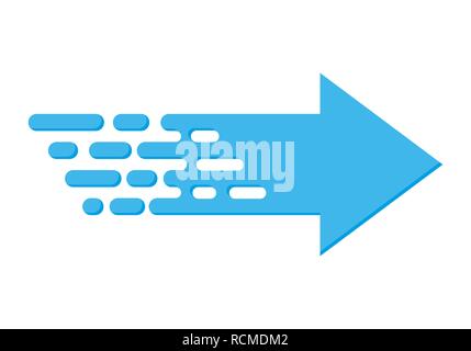 Linear arrow in flat design. Vector illustration. Blue arrow on white background Stock Vector