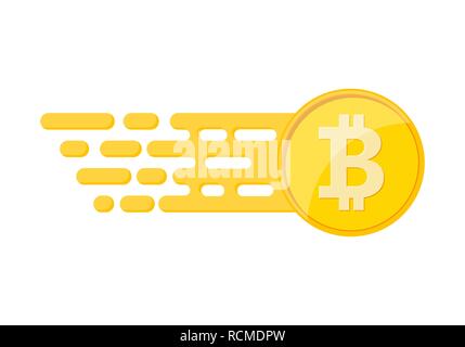 Golden Bitcoin currency. Vector illustration. Bitcoin as cryptocurrency symbol, isolated on white background Stock Vector