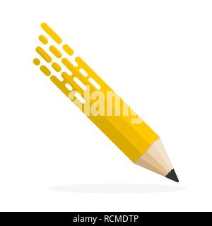 Abstract pencil icon in flat design. Vector illustration. Pencil on white background with shadow. Stock Vector