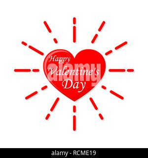 Festive heart in flat design. Vector illustration. Heart with Happy Valentine's day text Stock Vector