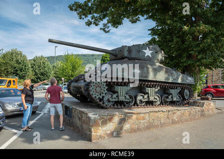 American Sherman Tank at La Roche-en-Ardenne, Wallonia, Belgium Stock Photo