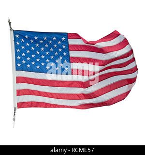 American flag waving isolated on white Stock Photo - Alamy