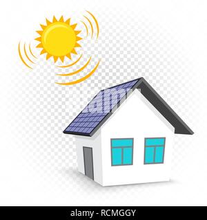 simple house with solar roof Stock Vector