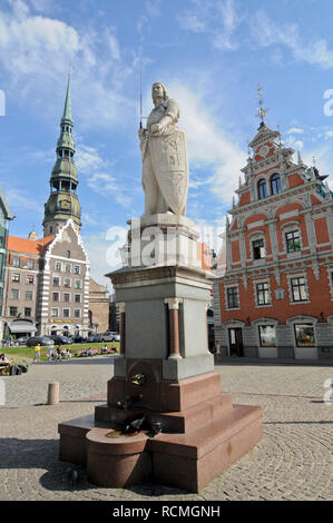 Roland Statue - Riga Town Hall Square, Latvia Stock Photo