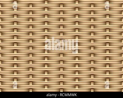 Seamless 3D Brown Rattan pattern, vector art design Stock Vector