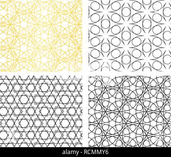 Seamless geometric curve line pattern, vector art Stock Vector