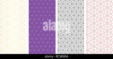 Seamless flower pattern in linear style, vector art Stock Vector