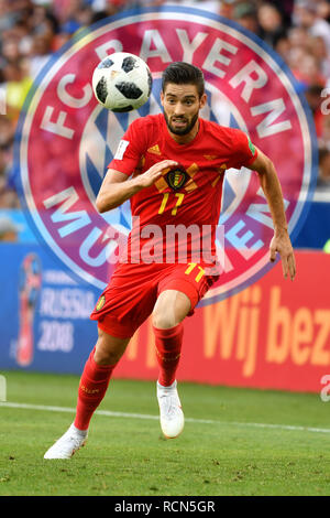 Sochi, Russland. 16th Jan, 2019. FOTOMONTAGE: Transfer rumors about Carrasco Yannick Carrasco to Bayern? Belgian would like to wait. Image: Yannick FERREIRA-CARRASCO (BEL), action, single action, single image, cut out, full body shot, whole figure. Belgium (BEL) - Panama (PAN) 3-0, Preliminary Round, Group G, Game 13, on 18.06.2018 in SOCHI, Fisht Olymipic Stadium. Football World Cup 2018 in Russia from 14.06. - 15.07.2018. | Usage worldwide Credit: dpa/Alamy Live News Stock Photo