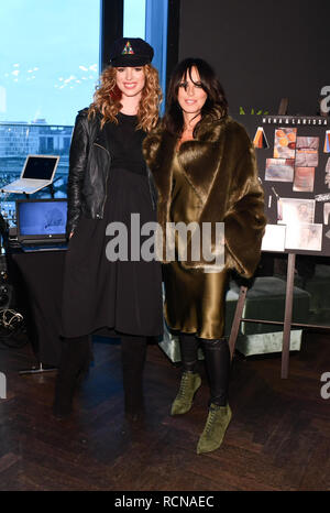 Berlin, Germany. 16th Jan, 2019. Pop singer Nena (r) and her daughter Larissa present the first designs of a capsule collection for the Bonita brand in the Tom Tailor Group show at the Hotel Amano Grand Central. In 2019, the Tom Tailor and Bonita brands are relying on the title 'Joint Forces'. The collections for Autumn/Winter 2019/2020 will be presented at Berlin Fashion Week. Credit: Jens Kalaene/dpa-Zentralbild/dpa/Alamy Live News Stock Photo