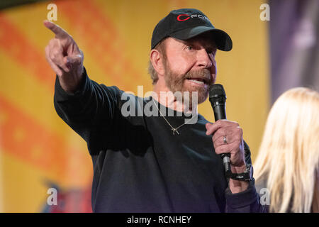 DORTMUND, GERMANY - December 1st 2018: Chuck Norris (*1940, American martial artist, actor, film producer and screenwriter) at German Comic Con Dortmund, a two day fan convention Stock Photo