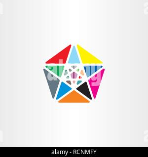 colorful pentagon star geometric vector logo Stock Vector
