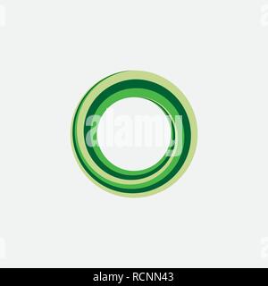 green circle looped spiral icon logo abstract background element Stock Vector