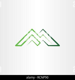 m letter green icon mountain line symbol element design Stock Vector