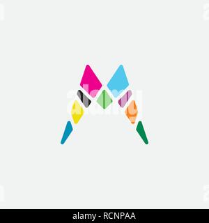 m logo letter sign colorful mosaic symbol design Stock Vector