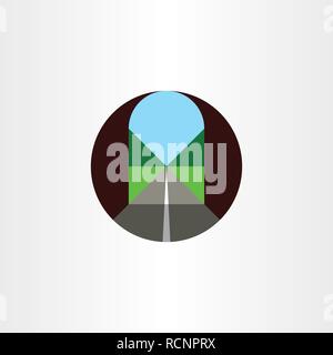 road inside tunnel flat icon vector logo design Stock Vector